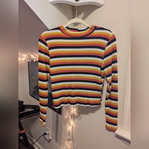 Caution To The Wind Colorful Striped Long Sleeve Knit Sweater
